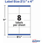 Avery Shipping Labels with TrueBlock Technology, Inkjet Printers, 2.5 x 4, White, 8 Labels/Sheet, 25 Sheets/Pack (AVE5815) View Product Image