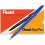 Pentel Arts Sign Pen Fine Point Color Marker, Extra-Fine Bullet Tip, Blue, Dozen