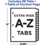 Avery Customizable TOC Ready Index Black and White Dividers, 26-Tab, A to Z, 11 x 9.25, 1 Set