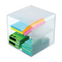 deflecto Stackable Cube Organizer, Divided, 2 Compartments, Plastic, 6 x 6 x 6, Clear (DEF350701) Product Image 