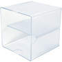 deflecto Stackable Cube Organizer, Divided, 2 Compartments, Plastic, 6 x 6 x 6, Clear