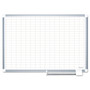 MasterVision Gridded Magnetic Porcelain Dry Erase Project Planning Board, 1" x 2" Cells, 72" x 48", White Surface, Satin Aluminum Frame