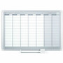 MasterVision Dry-erase Magnetic Planning Board - Weekly - 1 Week - Silver, White - Aluminum - 24" Height x 36" Width
