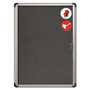 MasterVision Slim-Line Enclosed Fabric Bulletin Board with One Door, 28" x 38", Gray Surface, Satin Aluminum Frame