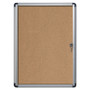 MasterVision Slim-Line Enclosed Cork Bulletin Board with One Door, 28" x 38", Tan Surface, Satin Aluminum Frame