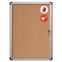MasterVision Slim-Line Enclosed Cork Bulletin Board with One Door, 28" x 38", Tan Surface, Satin Aluminum Frame