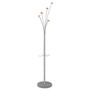 Alba Festival Coat Stand with Umbrella Holder, Five Knobs, 14w x 14d x 73.67h, Silver Gray Product Image 