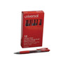 Universal Comfort Grip Gel Pen, Retractable, Medium 0.7 mm, Red Ink, Clear/Red Barrel, Dozen (UNV39914) View Product Image