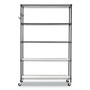Alera 5-Shelf Wire Shelving Kit with Casters and Shelf Liners, 48w x 18d x 72h, Black Anthracite (ALESW654818BA) View Product Image