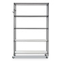 Alera 5-Shelf Wire Shelving Kit with Casters and Shelf Liners, 48w x 18d x 72h, Black Anthracite