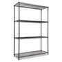 Alera NSF Certified Industrial Four-Shelf Wire Shelving Kit, 48w x 18d x 72h, Black