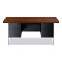 Alera Double Pedestal Steel Desk, 72" x 36" x 29.5", Mocha/Black, Chrome-Plated Legs