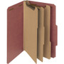 Smead Recycled Pressboard Classification Folders, 3" Expansion, 3 Dividers, 8 Fasteners, Legal Size, Red Exterior, 10/Box