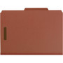 Smead Recycled Pressboard Classification Folders, 3" Expansion, 3 Dividers, 8 Fasteners, Legal Size, Red Exterior, 10/Box
