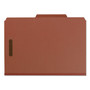 Smead Recycled Pressboard Classification Folders, 3" Expansion, 3 Dividers, 8 Fasteners, Legal Size, Red Exterior, 10/Box
