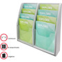 Deflecto Multi-Compartment Literature Display - 8 Pocket(s) - 19.75" Height x 20.25" Width x 5" Depth - Desktop - Durable, Lightweight - Gray