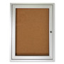 Ghent 1 Door Enclosed Natural Cork Bulletin Board with Satin Frame, 24" x 36", Tan Surface, Satin Aluminum Frame