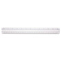 Westcott 12" Clear Magnifying Data Processing Ruler - 12" Length - 1/16 Graduations - Imperial, Metric Measuring System - Glass - Clear