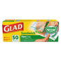 Glad Zipper Food Storage Plastic Sandwich Bags, 6.63 x 5.88, Clear, 50 Bags/Box, 12 Boxes/Carton