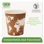 Eco-Products World Art Renewable and Compostable Hot Cups, 10 oz, Paper, Gray, 50/Pack, 20 Packs/Carton