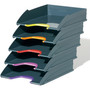 Durable VARICOLOR 5-Compartment Stackable Plastic Letter Tray Set, Letter to Folio Size Files, 10.39 x 13.23 x 2.91, Anthracite Gray