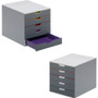 Durable VARICOLOR Stackable Plastic Drawer Box, 5 Drawers, Letter to Folio Size Files, 11.5" x 14" x 11", Gray