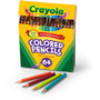 Crayola Short Colored Pencils Hinged Top Box with Built-in Pencil Sharpener, 3.3 mm, 2B, Assorted Lead and Barrel Colors, 64/Pack