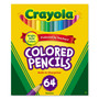 Crayola Short Colored Pencils Hinged Top Box with Built-in Pencil Sharpener, 3.3 mm, 2B, Assorted Lead and Barrel Colors, 64/Pack