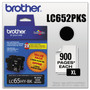 Brother LC652PKS Innobella High-Yield Ink, 900 Page-Yield, Black, 2/Pack