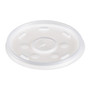 Dart Plastic Lids for Foam Cups, Bowls and Containers, Flat with Straw Slot, Fits 6-14 oz, Translucent, 100/Pack, 10 Packs/Carton (DCC12SL) View Product Image