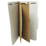Universal Six-Section Pressboard Classification Folders, 2" Expansion, 2 Dividers, 6 Fasteners, Legal Size, Gray Exterior, 10/Box
