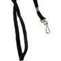SICURIX Flat Lanyard, Metal Hook Fastener, 36", Nylon, Black, 100/Pack