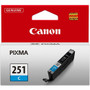 Canon CLI-251C Original Inkjet Ink Cartridge - Cyan - 1 Each - Inkjet - Cyan