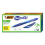 BIC Gel-ocity Gel Pen, Retractable, Medium 0.7 mm, Blue Ink, Translucent Blue Barrel, Dozen