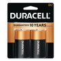 Duracell CopperTop Alkaline D Batteries, 2/Pack