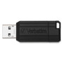 Microban 128GB PinStripe USB Drive - 128 GB - USB 2.0 Type A - 10 MB/s Read Speed - 4 MB/s Write Speed - Black