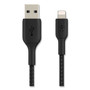 Belkin BOOST CHARGE Braided Apple Lightning to USB-A ChargeSync Cable, 6.6 ft, Black