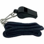Champion Sports Plastic Whistle/Bulk Lanyard Pack - Black, Silver - Metal, Nylon, Plastic