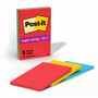 Post-it Notes Original Lined Notepads -Playful Primaries Color Collection - 270 - 4" Flag/Note Width x 6" Flag/Note Length - Rectangle - 90 Sheets per Pad - Ruled