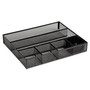 Rolodex Metal Mesh Deep Desk Drawer Organizer, Six Compartments, 15.25 x 11.88 x 2.5, Black