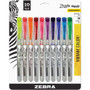 Zebra Pen Zazzle 10-color Fluorescent Highlighters Set - Chisel Marker Point - Assorted Ink - Water Based - Clear Barrel