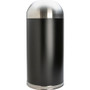 Genuine Joe 15 Gallon Dome Top Trash Receptacle - 15 gal Capacity - Durable, Powder Coated, Easy to Clean - 40" Height x 16.5" Diameter - Stainless Steel - Black, Silver