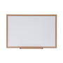 Universal Deluxe Melamine Dry Erase Board, 36" x 24", White Surface, Oak Finished Fiberboard (MDF) Frame