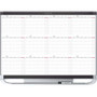Quartet Prestige 2 Magnetic Calendar Board - Monthly - 12 Month - White, Graphite - Steel - 24" Height x 36" Width