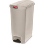 Rubbermaid Commercial Slim Jim 18G End Step Container - 18 gal Capacity - 30.8" Height x 14.7" Width - Resin, Poly, Plastic - Beige