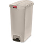 Rubbermaid Commercial Slim Jim 18G End Step Container - 18 gal Capacity - 30.8" Height x 14.7" Width - Resin, Poly, Plastic - Beige