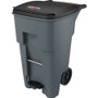 Rubbermaid Commercial 1971968 65 Gallon BRUTE Step-On Rollout Container - Gray - Step-on Opening - Rollout Lid - 65 gal Capacity - Manual