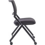 Lorell Mobile Mesh Back Nesting Chairs - Black Seat Color - Fabric Seat Material - Metal Frame Material