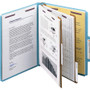 Smead Six-Section Pressboard Top Tab Classification Folders, Six SafeSHIELD Fasteners, 2 Dividers, Letter Size, Blue, 10/Box
