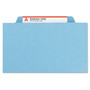 Smead Six-Section Pressboard Top Tab Classification Folders, Six SafeSHIELD Fasteners, 2 Dividers, Letter Size, Blue, 10/Box
